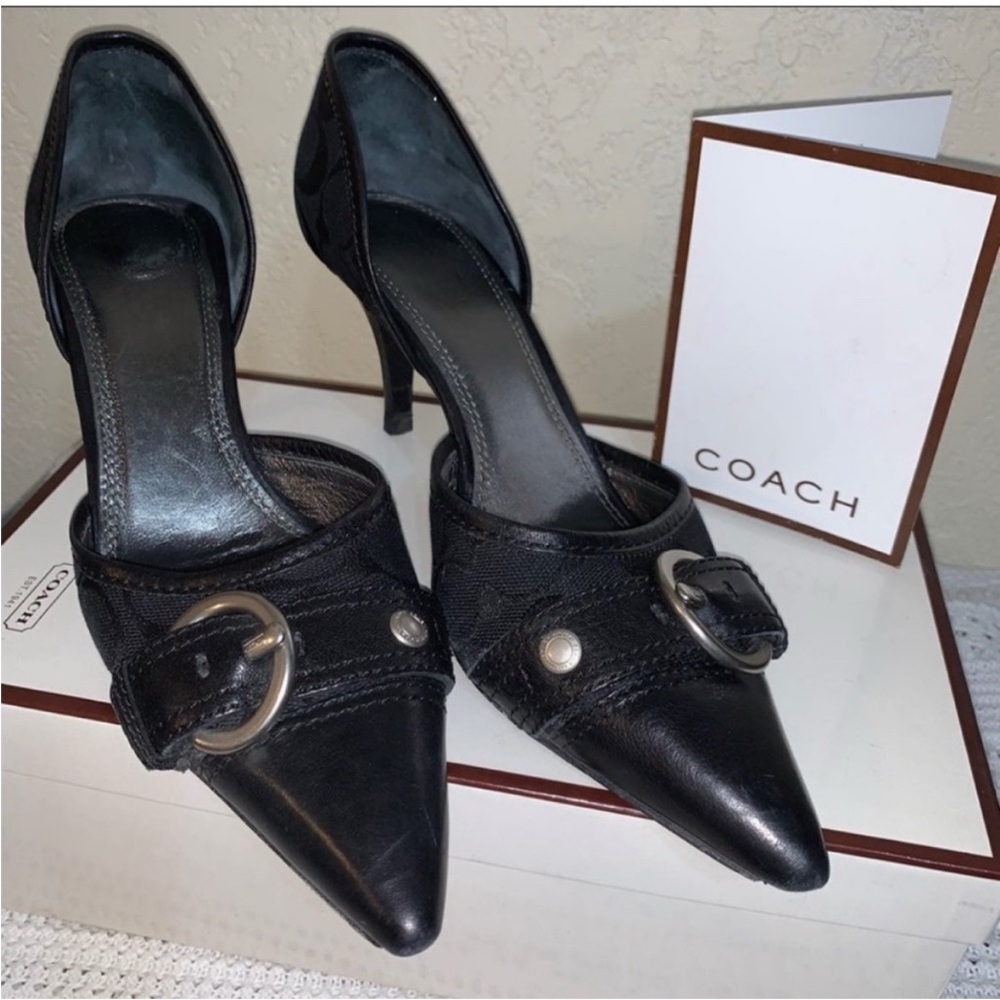 Coach Alecksa Signature Black Canvas Pumps Sz 9 - In original box. 3” heel